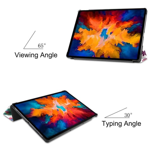 Trifoldet stativdæksel til Lenovo Tab P11 Pro TB - J706F - Butterfly Multicolor