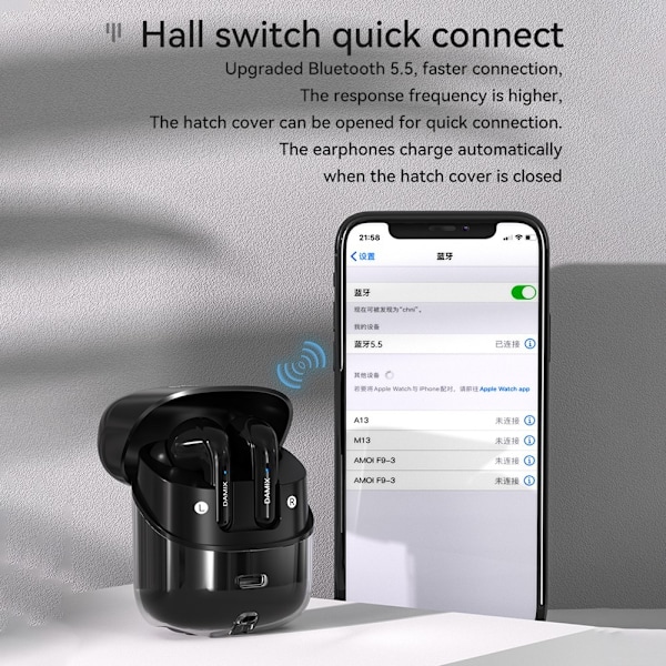 Bluetooth trådløse hovedtelefoner 4 stk! støjreducerende headset - Sort Black