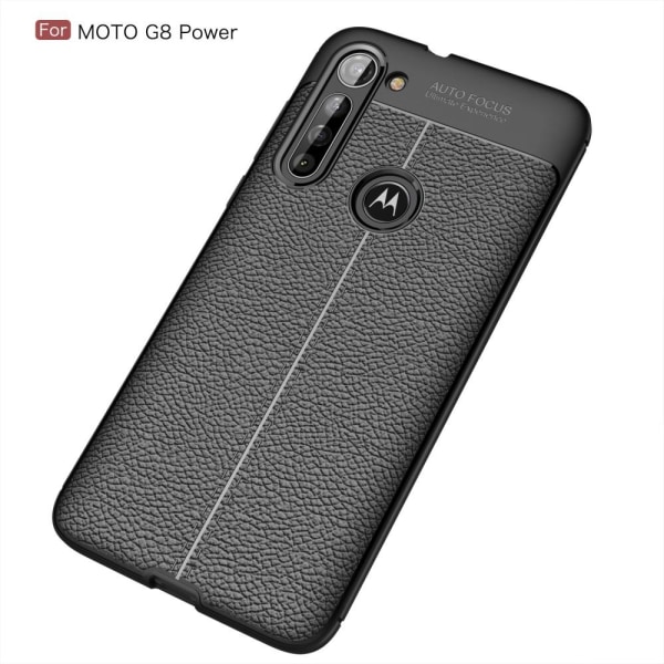 Litchi Texture -pehmeä TPU- case Motorola Moto G8 Power -puhelimelle - musta Black