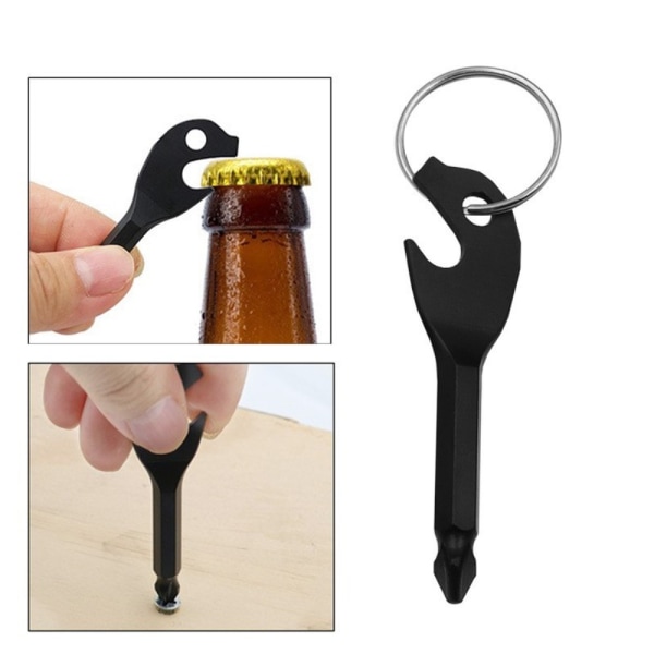 Bärbar flasköppnare Key Design Mini Phillips skruvmejsel Svart one size