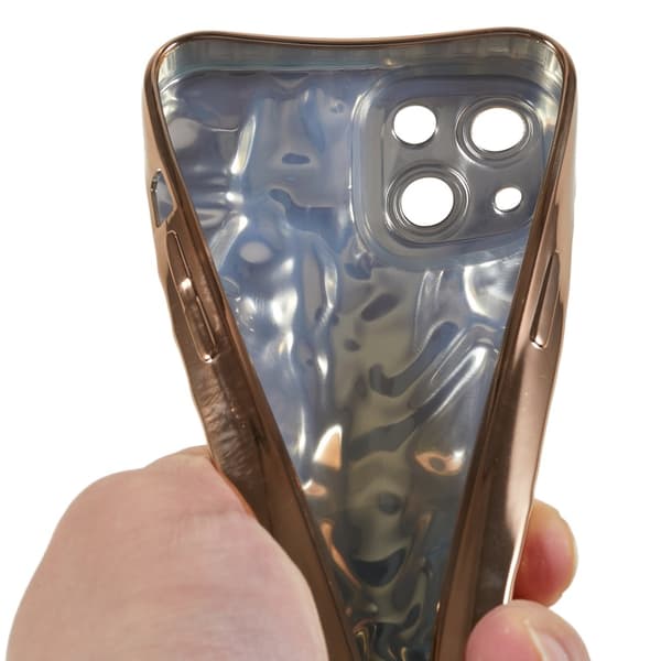 TPU-etui for iPhone 15 med elektroplettering, rynket og ujevn overflate Gold