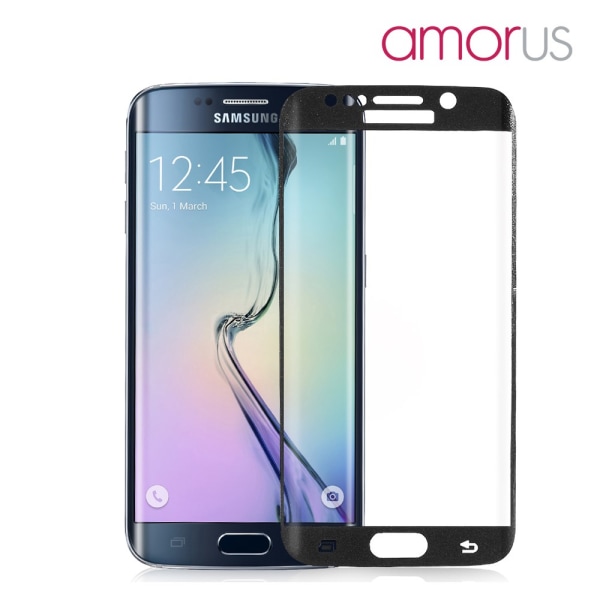 AMORUS Samsung Galaxy S6 Edge hærdet glas - sort Transparent