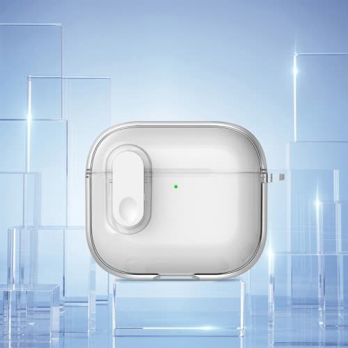 Til AirPods 4 Hovedtelefoner Etui Snap Switch Ice Crystal Clear Shell - Gennemsigtig Grå Grey