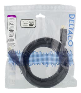 DELTACO DisplayPort kabel, 5m,4K UHD,DP,1.2,Svart Svart