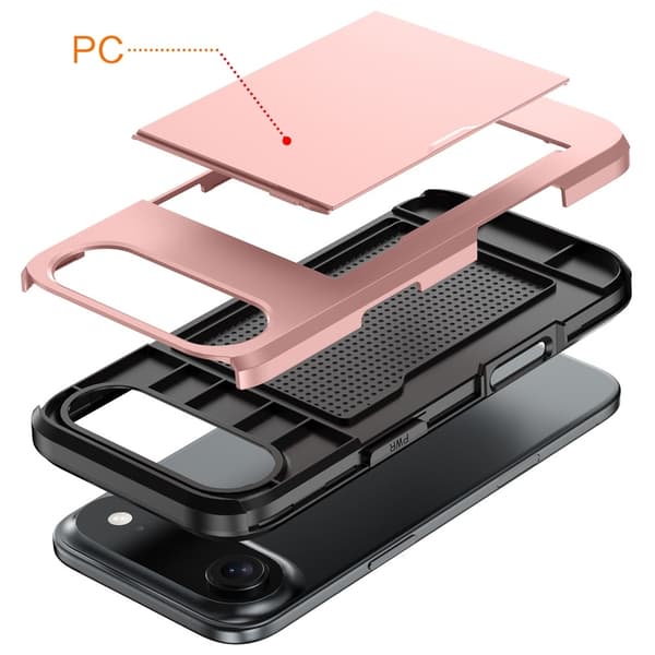 AMORUS För iPhone Air Skal med Skjutbart Korthållare PC TPU Baksideskydd grå