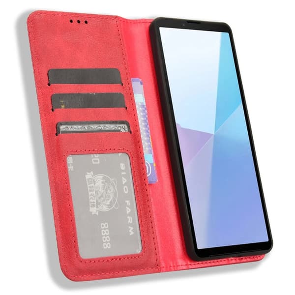 Lommebok Stativ Flip Telefonveske for Sony Xperia 10 VI Red