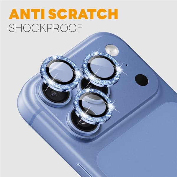 NORTHJO Glitrende kameralinsebeskyttelse til iPhone 18 Pro / 18 Pro Max Blue