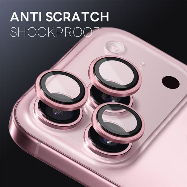 NORTHJO För iPhone 17 Pro Max / iPhone 17 Pro Kameralinsskydd Härdat Glas Metallring Rosa