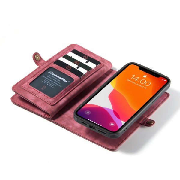 CASEME iPhone 12 Mini 2-in-1 Wallet Phone Shell punainen Red
