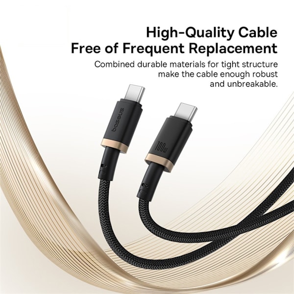 BASEUS Dura Series PD 100W Laddningskabel Snabbladdning USB-C till USB-C 2m Svart