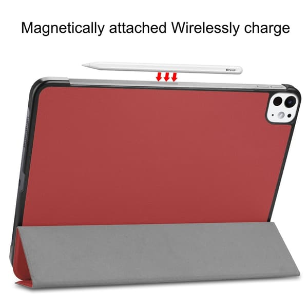 Etui for iPad Pro 11 (2024) - Tri-fold Stativ Tablettdeksel - Vinrød Wine red