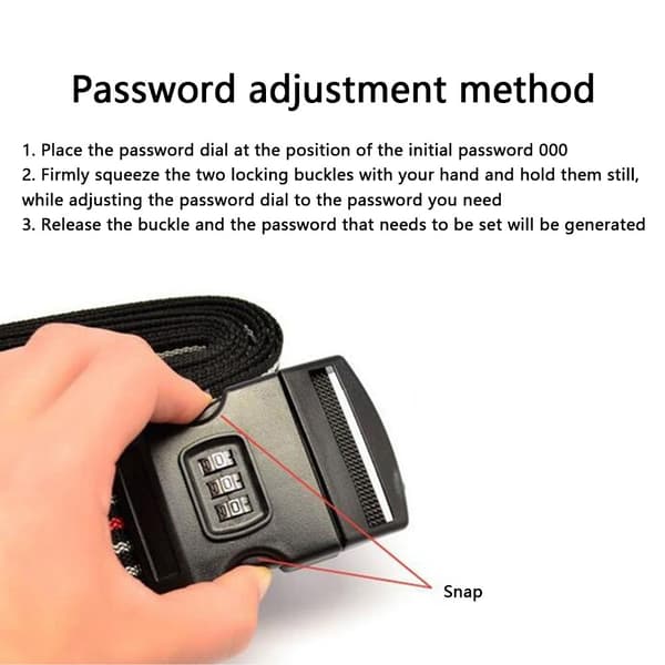 Tyverisikringsstrop til bagagekuffert Password Safe Lock - Sort Black
