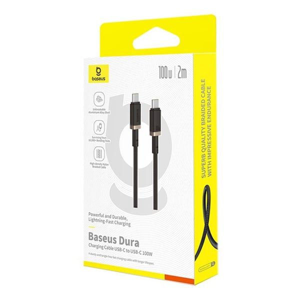BASEUS Dura Series PD 100 W latauskaapeli Pikalataus USB-C - USB-C 2m Black