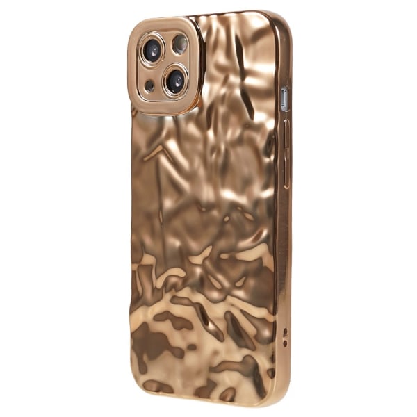 Til iPhone 15 Plus TPU Etui Elektroplating Rynket Ujævn Telefon Cover Gold