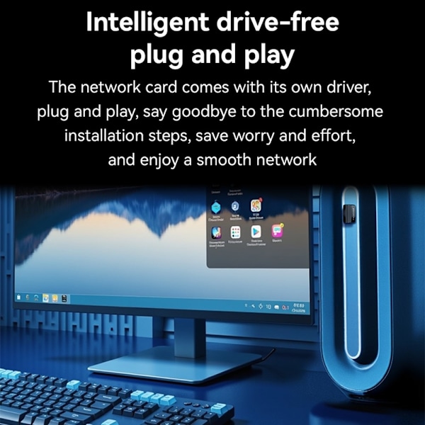 WiFi4-sovitin 150 Mbps:n nopea USB-langaton sovitin sisäänrakennetulla antennilla Black
