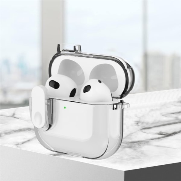 För AirPods 4 hörlurar Fodral Snap Switch Ice Crystal Clear Skal - Transparent Grå Grey