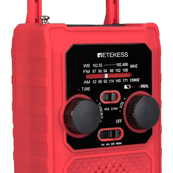 FM/AM/WB/WBAL Radio Handvev 5000mAh solar Ficklampa SOS Röd