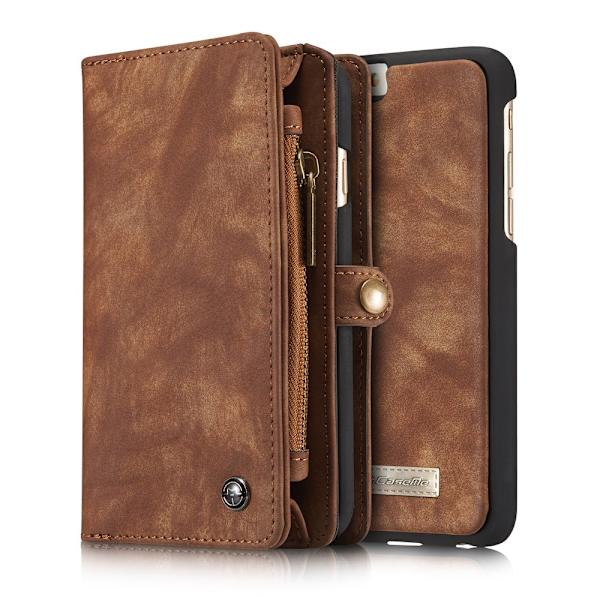 CASEME iPhone 6s 6 Retro Split läder plånboksfodral - Coffee Brown