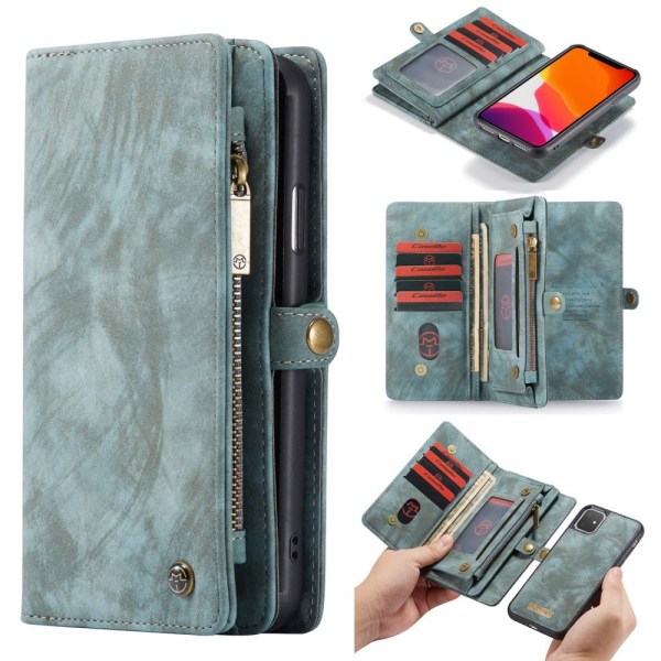 CASEME iPhone 11 Retro Split läder plånboksfodral - Blå Blå