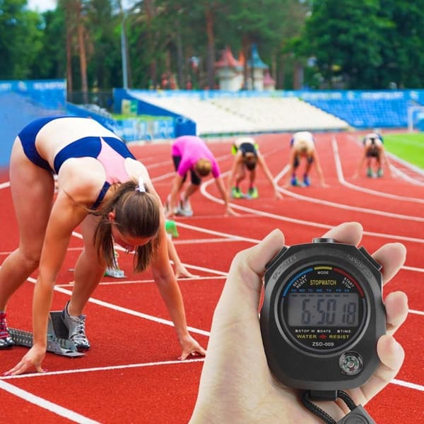 Sportstimer digitalt stopur Dato Tidsalarm Black