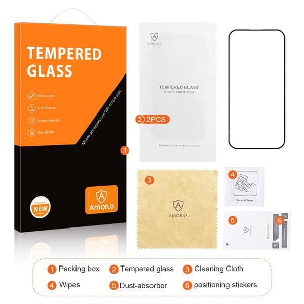 AMORUS For iPhone 16 Plus Skærmbeskytter Glas Transparent