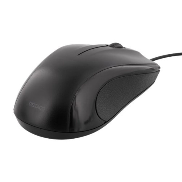 DELTACO kablet optisk mus, 3 knapper med rulle, USB Black