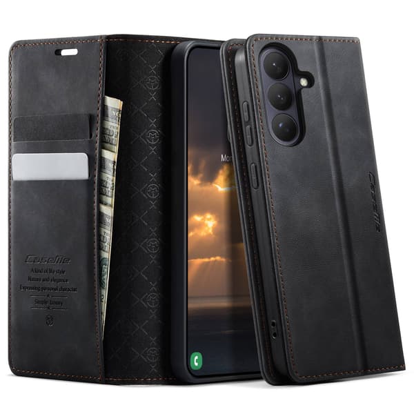 Til Samsung Galaxy S26 CASEME pungcover med stativ og kalvetekstur - Sort sort