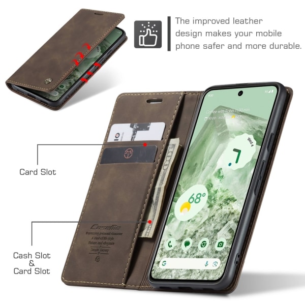 CASEME Retro Lompakkokotelo Pixel 8a Dark brown