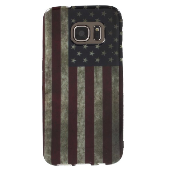 Samsung Galaxy S7 TPU kotelo - Retro US Flag Transparent