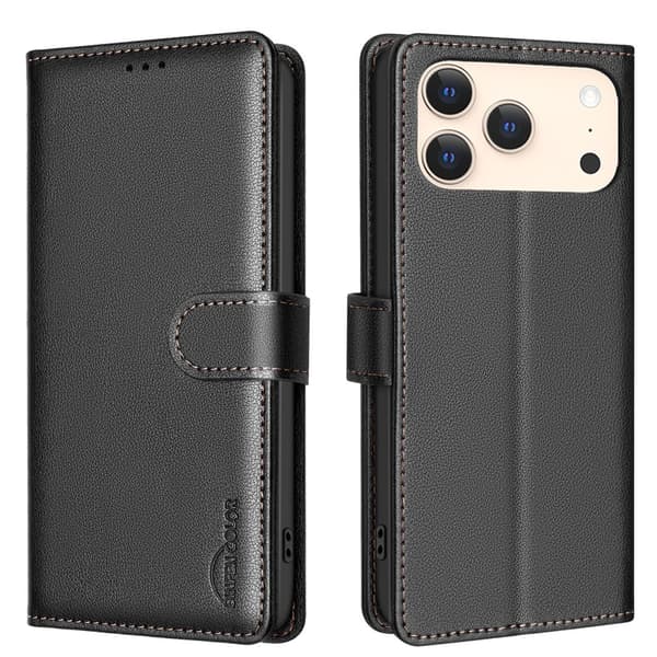 BINFEN COLOR Telefonlommebokdeksel til iPhone 18 Pro / 17 Pro Black