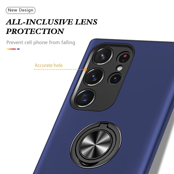 Samsung Galaxy S24 Ultra Fingerring Kickstand Hybrid Taske Dark blue