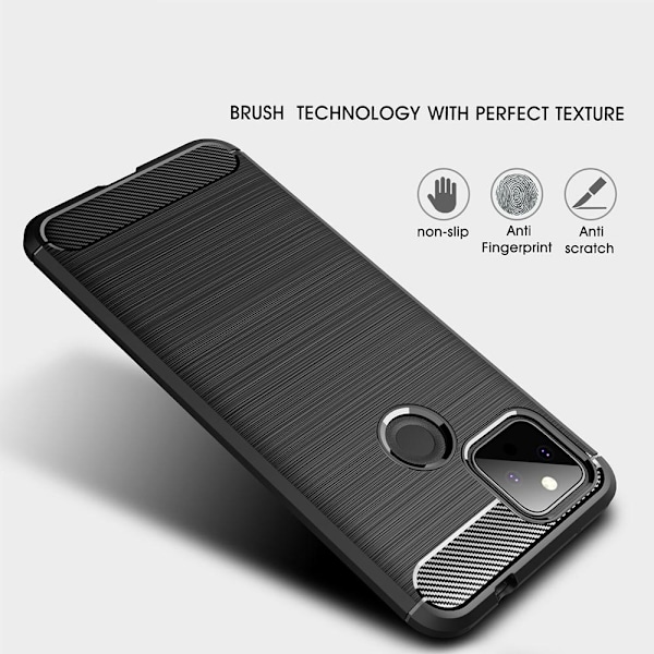 TPU-deksel med karbonfibertekstur for Google Pixel 5a Black
