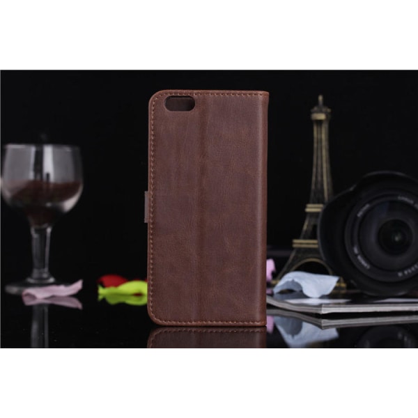 iPhone 6 / 6s Retro Wallet Case / Cover - Mørkebrun Brown