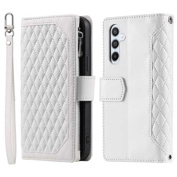 Rhombus-etui med syningslinjer til Samsung Galaxy A57 5G White