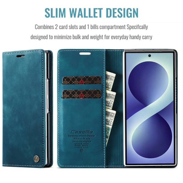 CASEME Telefonplånboksfodral med stöd till Samsung Galaxy Z Fold8 Ultra Blå