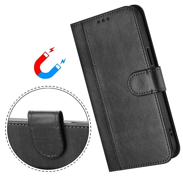 Til Motorola Edge 60 5G / 60 Fusion 5G Etui Pung Stand Retrostruktur Black