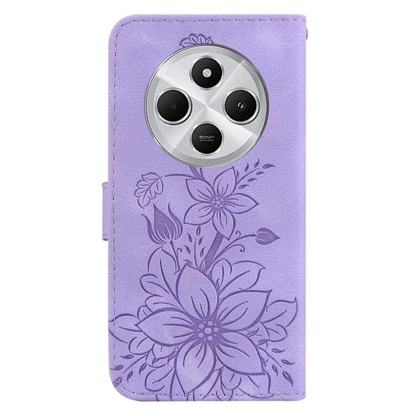 För Xiaomi Redmi 14C Fodral Ställ Plånboksfodral Blommönster - Lila Lila