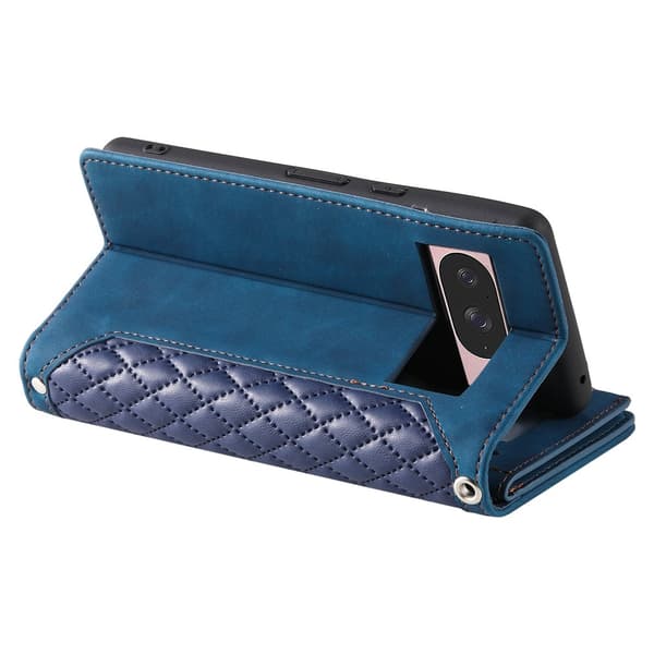 For Google Pixel 10 Pro / 10 / 9 Pro / 9 Zipper Wallet Case Rhombus Phone Cover Blue