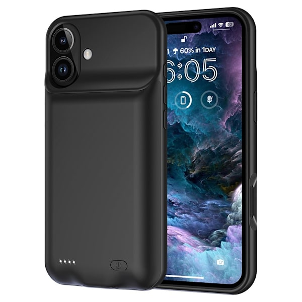 För iPhone 16 Plus 7000mAh Uppladdningsbart Batteri Skal Laddningsfodral Powerbank Transparent