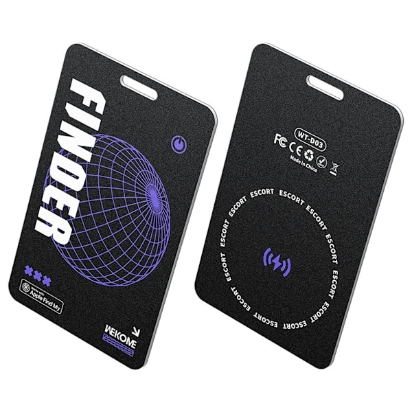 Tag Smart Global Positioning Tracker Card Style Anti-Tap Locator IP68 Vanntett Black