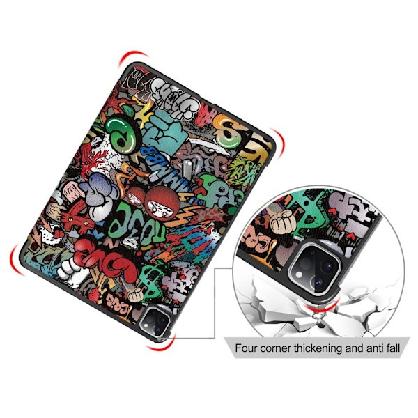 Apple iPad Pro 11 (2020) Slim fit tri-fold fodral - Graffiti Svart