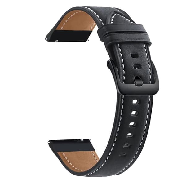 22mm lærrem til Samsung Galaxy Watch3 45mm Black