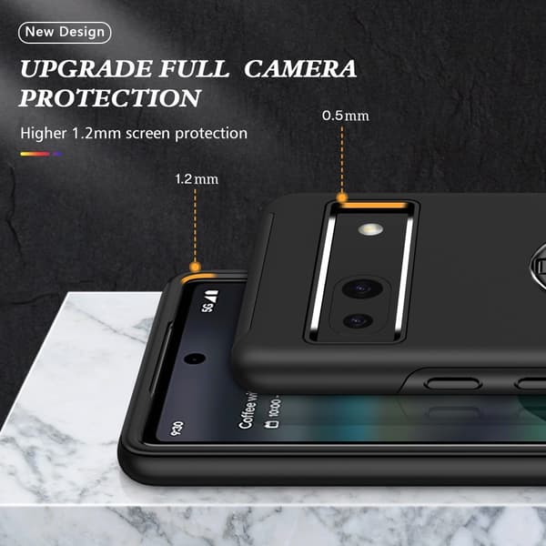 Til Google Pixel 8a Fingerring Kickstand Hybrid Taske - Sort Black