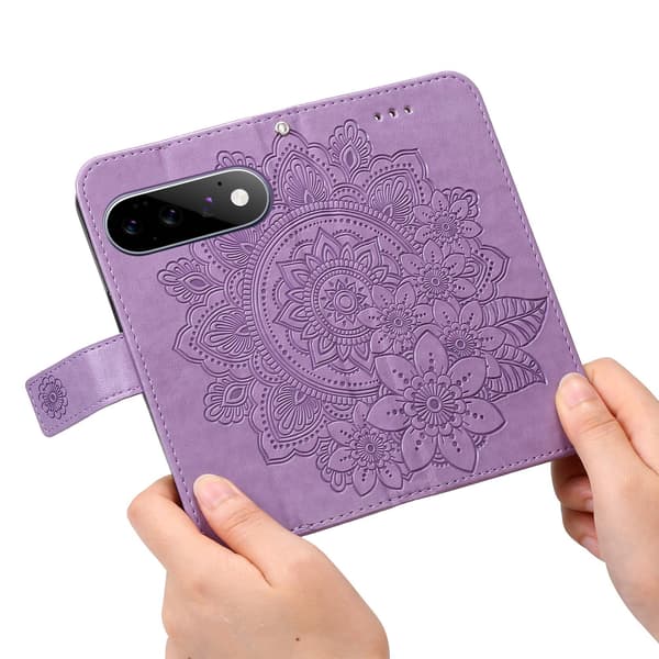 Blommönstrat plånboksfodral till Google Pixel 11 Pro och Google Pixel 11 Lila