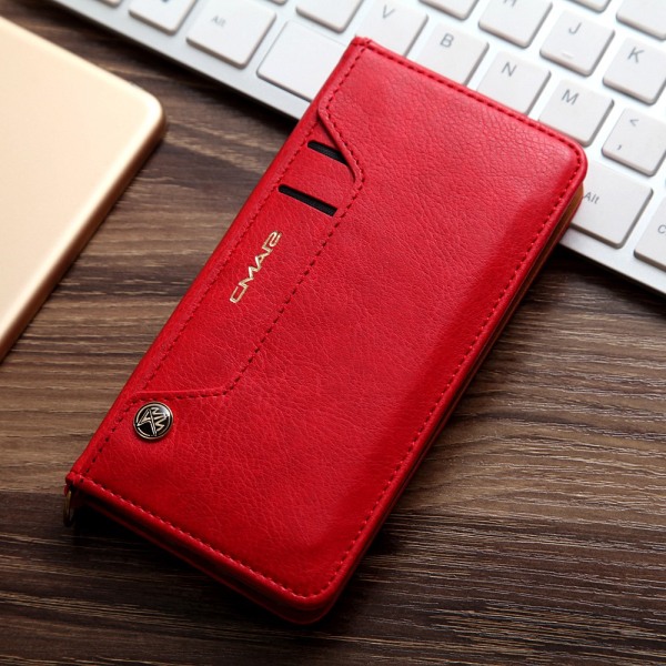 CMAI2 Litchi plånboksfodral till iPhone 7 / 8 / SE (2020) - Röd Red