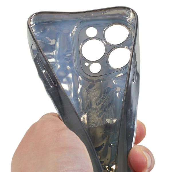 TPU-etui for iPhone 15 Pro Max med elektroplettering, rynket og ujevn overflate Silver