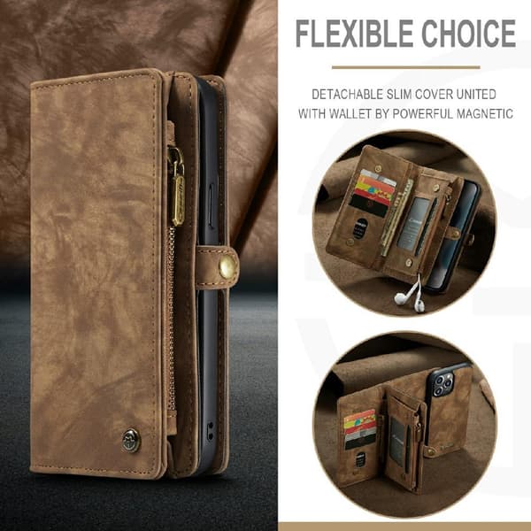 CASEME iPhone 13 Pro 2 - in - 1 Wallet Phone Shell - Brun Brown