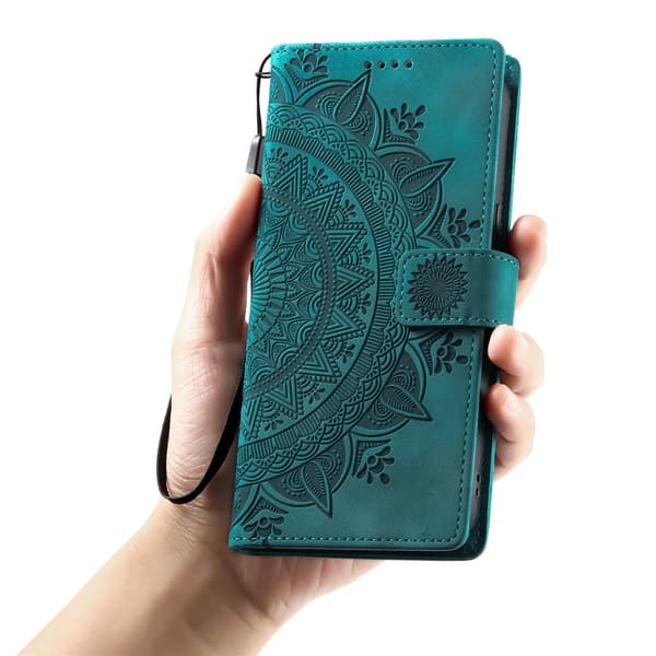 Til Samsung Galaxy S26 Ultra tegnebogscover Cover Shell Mandala Blomstermønster Green