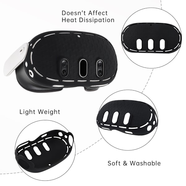 Til Meta Quest 3 VR Protective Shell Silikone Anti Dust Drop Protection Black