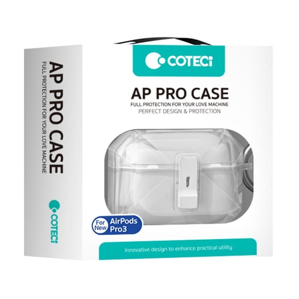 COTECI AirPods Pro 3:lle suojakuori metallikoukulla - Kimallus White
